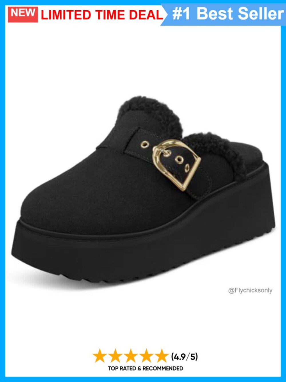 Women's Genuine Suede Platform Clogs Memory Foam Slip On Mules